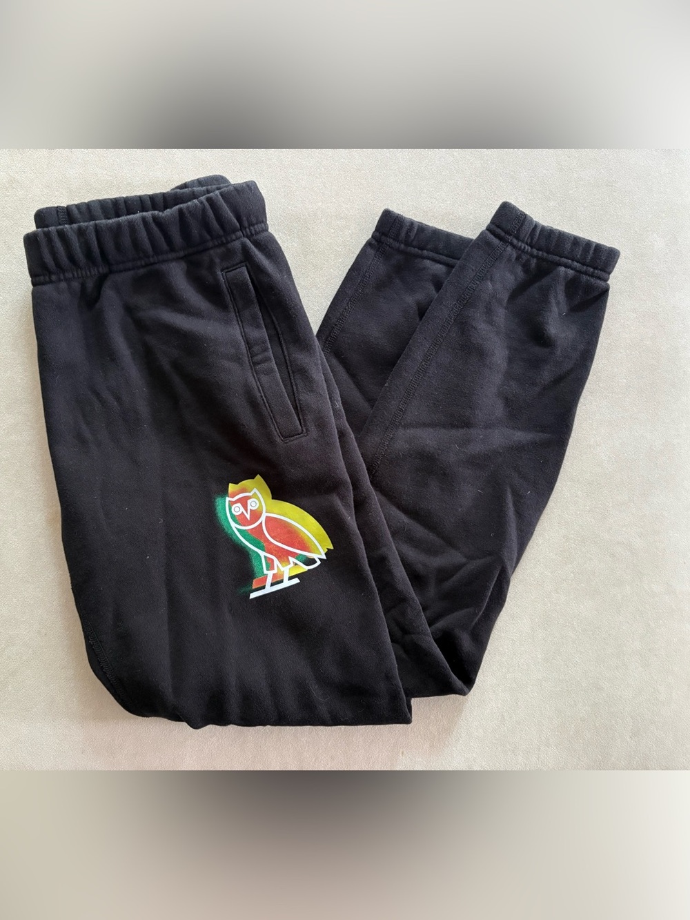 OVO Black Sweatpants with Multicolor Owl Logo